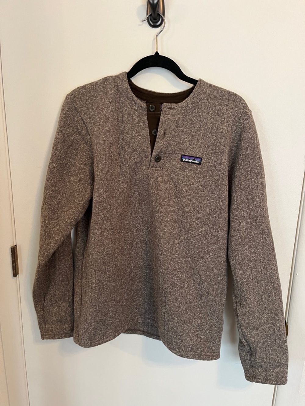 Patagonia Brown Heather Henley Pullover Sweater